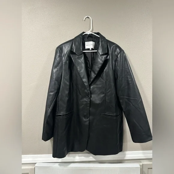 Rebecca Minkoff Faux Lambskin Leather Blazer Jacket Size XL - Picture 3 of 8